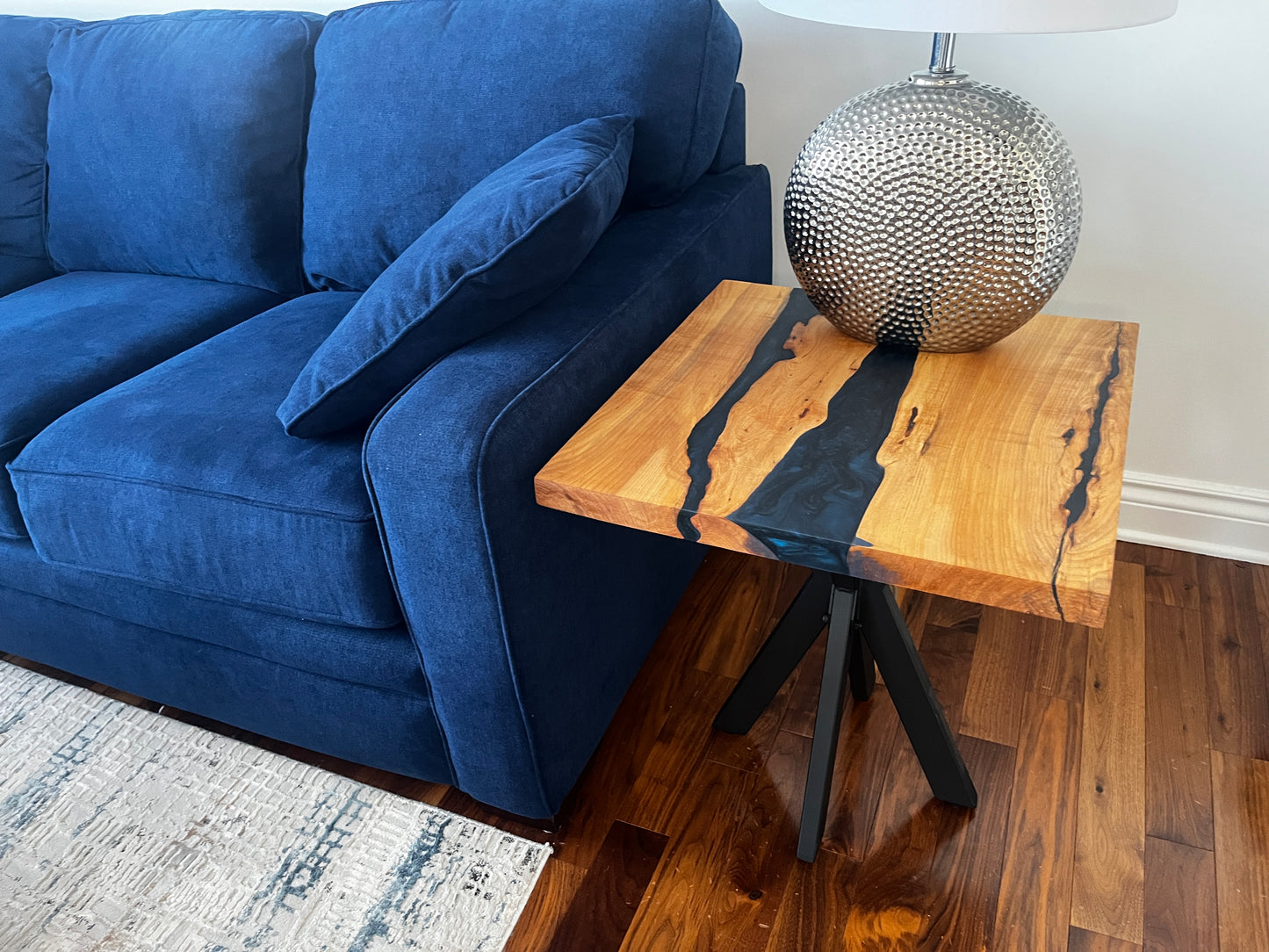 Maple Blue Epoxy River Coffee Table Set